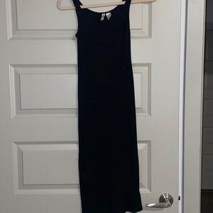 Black ribbed midi dress. Tank